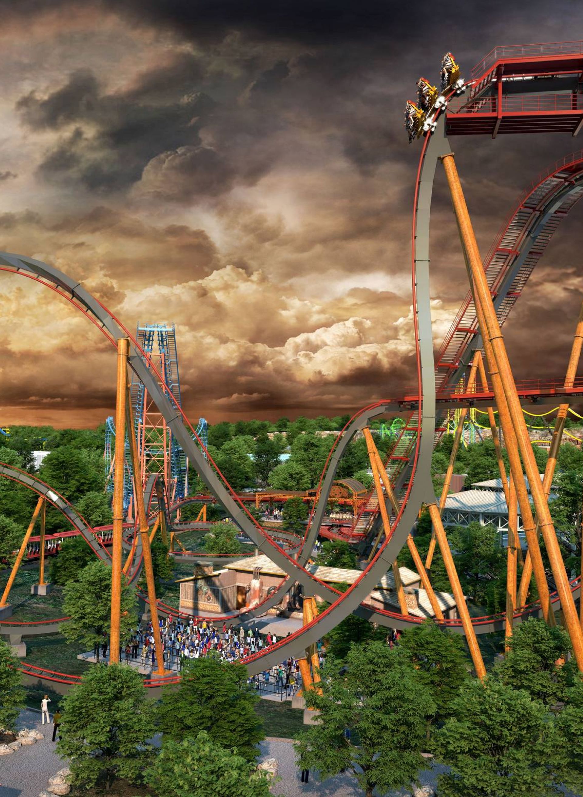 Amusement park with large rollercoasters in San Antonio, TX near La Calera