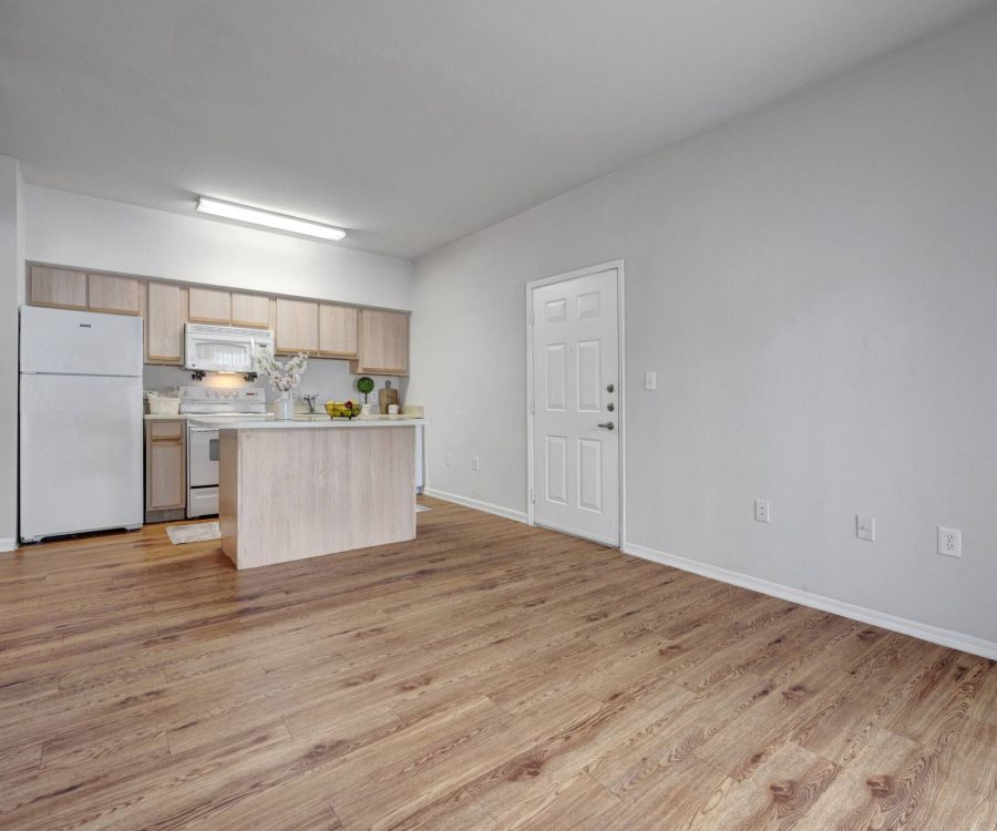 La Calera open floor plan apartment with view of kitchen and living area