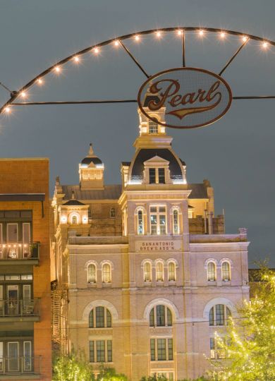 Pearl District entrance in San Antonio, TX near La Calera